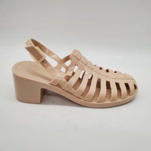 Rosy Womens Jelly Sandal Block Heels Shoes‎ Pink Slingback Buckle EUR 39